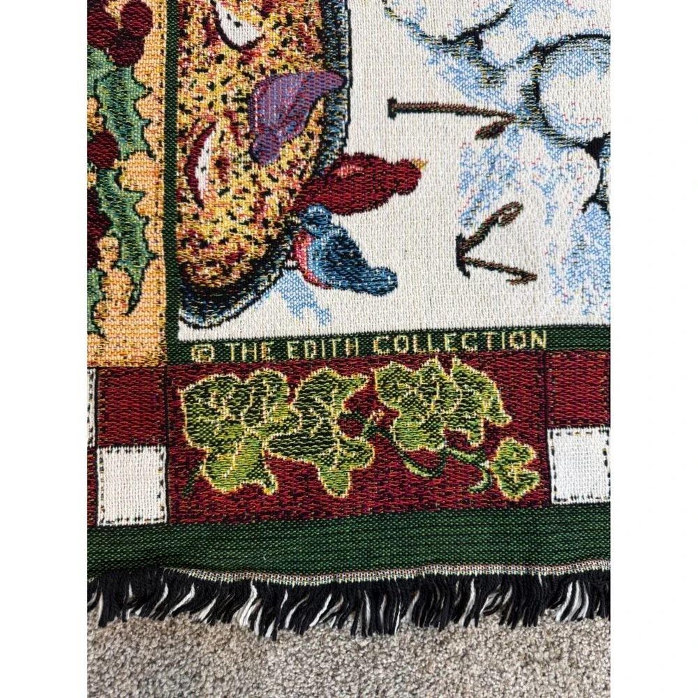 Vtg Goodwin Weavers Snowmen Caroling Woven‎ Tapestry Throw Blanket USA 60
